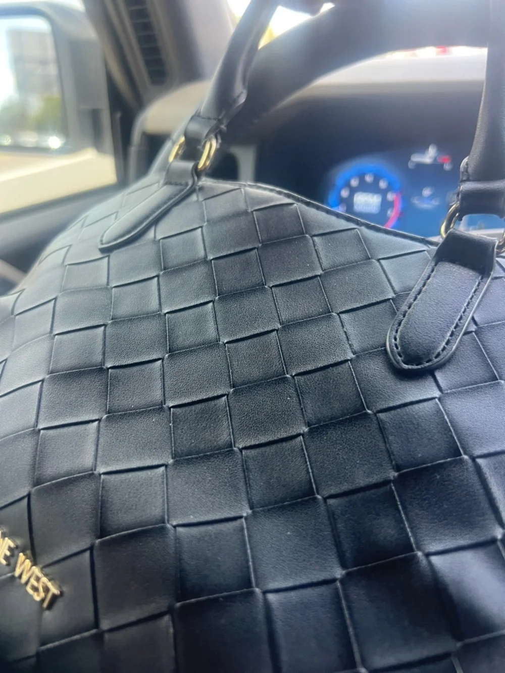Nine West Black Woven Satchel